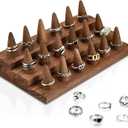 Juexica 18 Fingers Wood Ring Display Wooden Finger Ring Stand for Selling Jewelry Display Holder Showcase for Storage(Brown)