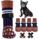 Kuoser Non Slip Dog Socks for Hardwood Floors, 4Pack Anti-Slip Dog Grippy Socks to Prevent Licking Paws, Dogs Booties Paw Protectors with Double-Sided Traction for Dogs, Small
