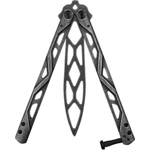 Kershaw Balanza Flipping Butterfly Trainer Knife, BlackWash Design, 4.3 Inch Rounded Stainless Steel Drop Point Blade, EDC Knife with Manual Opening, Butterfly Pocket Knife for Men and Women