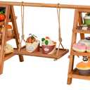 Cupcake Stand, 3 Tier Wood Cupcake Display Stand with Swing, Dessert Table Display Set with Serving Tray for Dessert Display for Party, Wedding, Farmhouse Decor (Brown)