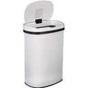 13 Gallon 50 Liter Garbage Can Kitchen Trash Can with Lid Automatic Sensor Touch Free Stainless Steel Waste Bin for Bathroom Bedroom Home Office,White