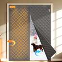 Yotache Magnetic Thermal Insulated Door Curtain Fits 60 x 80 inch Doors, Curtain Size 62" x 82" Weatherproof Oxford Material Screen Door Covers Keep Cold Drafts Out, Gray