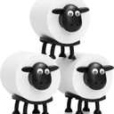 VELENTI Sheep Toilet Roll Holder - Funny Toilet Paper Holder Free Standing Bathroom Set - 3D Printed Black Sheep Loo Roll Holder - Hilarious Tissue Paper Roll Storage - Cute Bathroom Decor - Set of 3