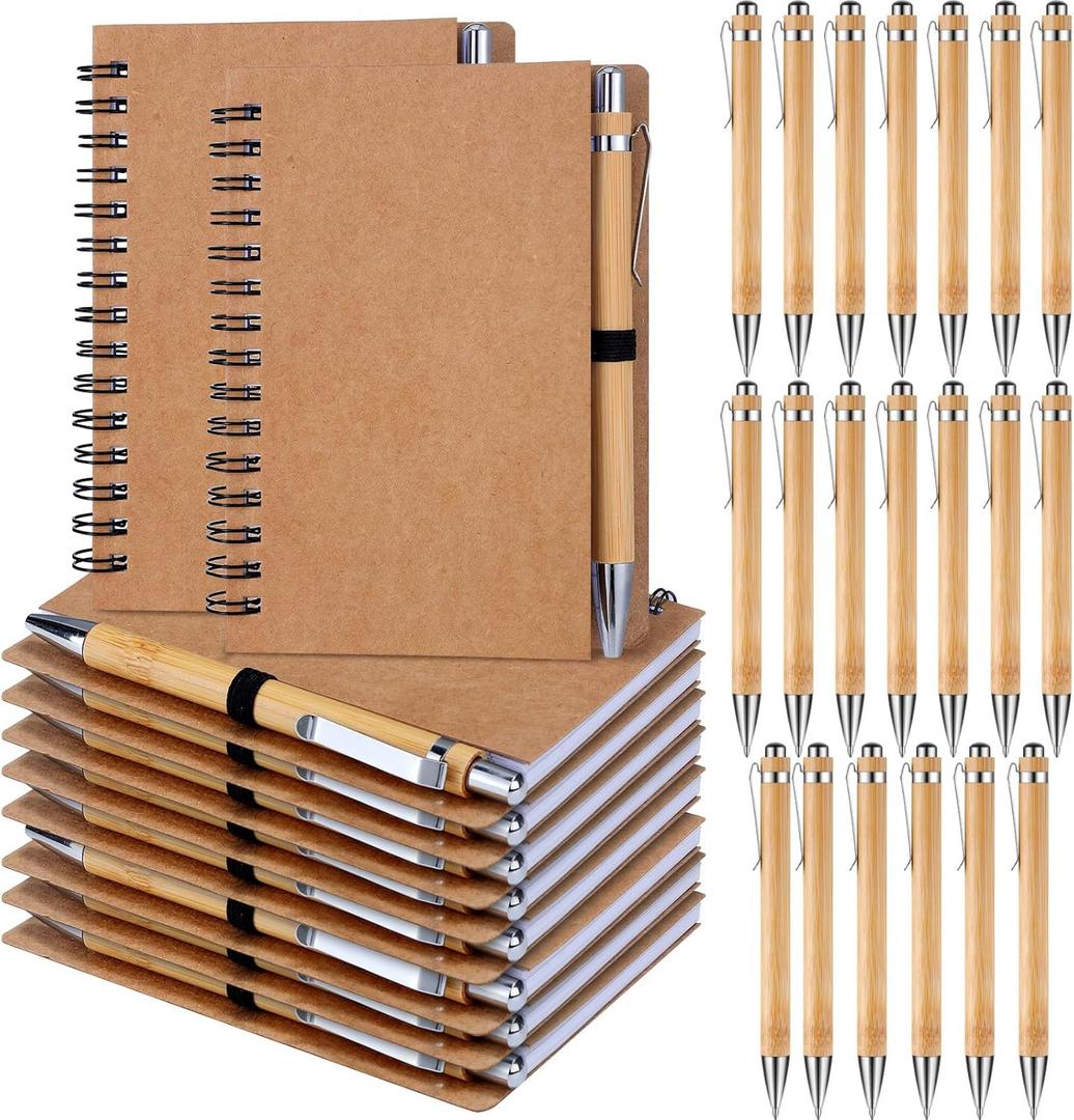 20 Set Notebook with Pen Bulk Appreciation Gifts, Spiral Kraft Pocket Notebooks Lined Journal with Pen Set Thank You Gifts for Employee Teacher Nurse Back to School Favors