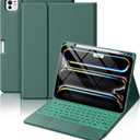 Hamile for iPad Pro 11-inch Case with Keyboard (M5/M4) - Magnetic Wireless Detachable Keyboard with Multi-Touch Trackpad 7 Colors Backlit Stain Proof Folio Cover for Pro 11 Inch 2025 2024 - Pine Green