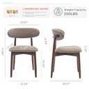 COLAMY Wooden Dining Chairs Set of 4, Modern Fabric Upholstered Kitchen Chairs, Farmhouse Dining Room Chair with Foot Pegs, Camel