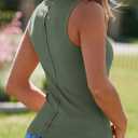 Imily Bela Womens Ribbed Tank Tops Summer Slim Fit V Neck Tops Casual Basic Knit Sleeveless Shirts (Green, XXL)
