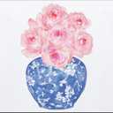 OFlich Inch Pink Rose Floral Mouse Pad, Blue and White Chinoiserie Square Mouse Pads for Desk, Vintage Mouse Pad, Aesthetic Mouse Pad, Blue Office Supplies, 9.5x7.9 Inch
