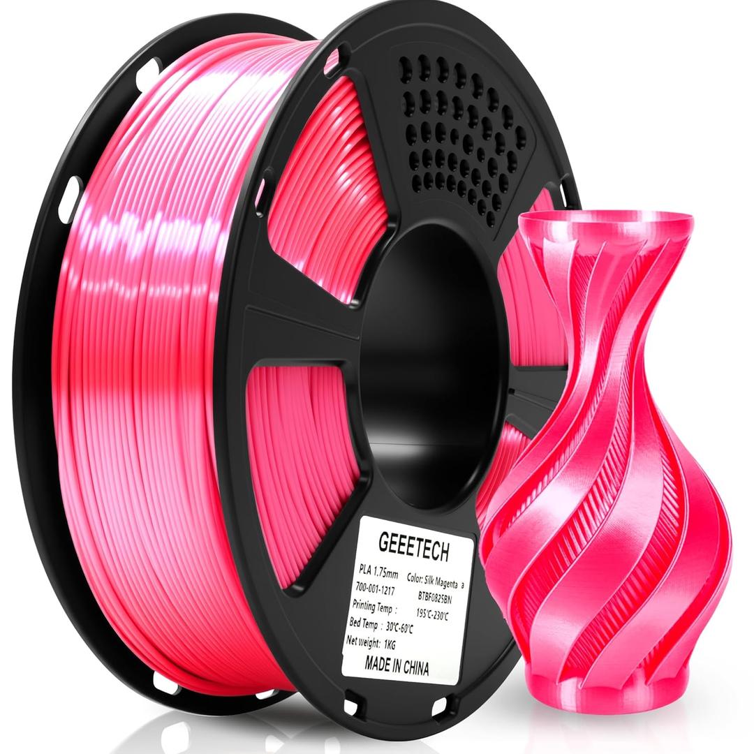 Geeetech Silk PLA Filament 1.75mm, Metal-Like Shiny Silk Rose Pink 3D Filament 1kg (2.2lbs) 1 Spool, Dimensional Accuracy +/- 0.02 mm, Fit Most FDM Printer (Magenta)