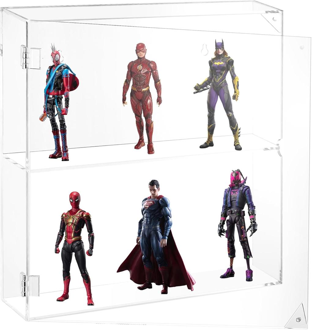 Acrylic Display Case for Collectibles, Clear Acrylic Display Box Magnetic Attraction Lids, Wall-Mounted or Desktop Storage Box for Figures, Home or Office
