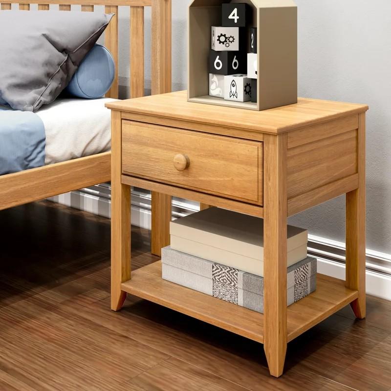 Plank+Beam Classic Nightstand with Shelf and 1 Drawer, Pecan | Exceptional Craftsmanship, Enhanced Durability, Solid Wood, 17.5" X 23" X 23"