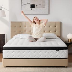 King Mattress 14 Inch - Medium Firm Hybrid Mattress King with Advanced Memory Foam & Zoned Pocket Springs for Pressure Relief and Motion Isolation | CertiPUR-US, Fiberglass-Free Mattresses in a Box (White)