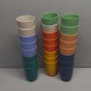 Patelai 48 Wheat Straw Plastic Cups 12 oz Reusable Glasses Set Unbreakable Plastic Tumblers Dishwasher Safe for Smoothies, Water (8 Colors)