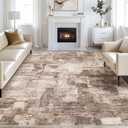 Abstract Living Room Rug 9x12 - Modern Washable Soft Thin Area Rug for Living Room Bedroom Under Dining Table - Neutral Indoor Floor Rug Carpets for Home Office Playroom Nursery - Brown (9' x 12')