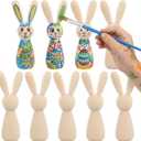 Toyvian 10 Pcs Unfinished Wooden Peg Dolls Rabbit Figures 3.54 Inch Blank Peg Dolls for Kids DIY Crafts Easter Party Decoration