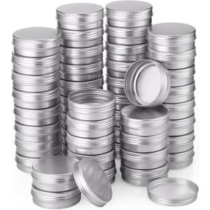 Therwen 96 Pcs Aluminum Tin Jars Containers Metal Leak Proof Cosmetic Tin Jars Containers Round Screw Lids Lip Balm Can Empty Refillable Cosmetic DIY Storage (2oz,Silver) Therwen 96 Pcs Aluminum Tin Jars Containers Metal Leak Proof Cosmetic Tin Jars Containers Round Screw Lids Lip Balm Can Empty Refillable Cosmetic DIY Storage (2oz,Silver)