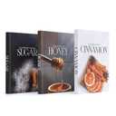 Decorative Book for Home Decor Sugar, Honey & Cinnamon Decorative Book Set Neutral Faux Hardcover Books for Kitchen, Coffee Table, Living Room, Shelf Styling Blank Interior Set of 3