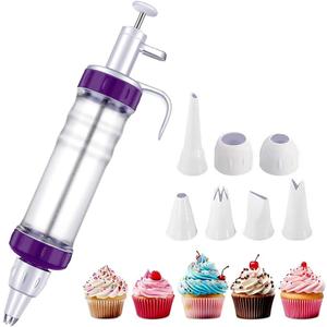 Dessert Decorating Syringe Set,Cupcake Frosting Piping Kit,Icing Dispenser Cake Decorating Tools with 7 Nozzles,Cupcake Filling Injector for Frosting & Decorating Cakes, Cookies, and Pastry