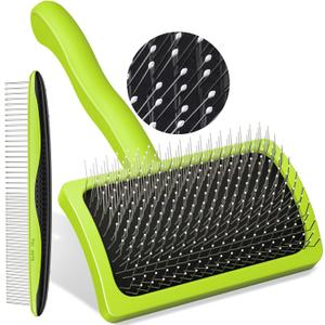 Pecute Slicker Brush for Dogs Cats with Air-Cushion and Soft Pins, Dog Brush for Shedding Massaging Grooming, Lightweight Cat Brush with Pet Comb, Gently Removes Loose Fur Undercoat