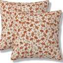 Burnt Orange Floral Throw Pillow Covers Vintage Rustic Flowers Square Pillow Cases 18x18 Inch Set of 2 Cute Small Flower Cushion Cover Decorative Pillowcase for Living Room Sofa Couch