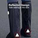 Waterproof Shoe Covers, Reusable & Foldable Rain Boot Shoe Cover with Zipper, Non-Slip, Reflector, Men Women Rain Gear, Black, Medium