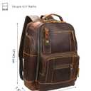 LANNSYNE Men's Vintage Full Grain Leather 15.6 Inch Laptop Backpack Camping Travel 24L Rucksack
