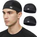 CoolMate Cooling Skull Cap Helmet Liner, Breathable Mesh Stretch Beanie for Cycling, Motorcycle & Hard Hat for Men Women (06. Black & Black (Pack 2))
