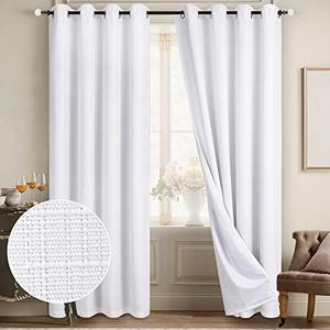 Amazon.com: Diraysid 100% Blackout White Curtains Linen Curtains for Bedroom Grommet Thermal Insulated Room Darkening Drapes (2 Panels, W52 x L84 Inch) : Home & Kitchen