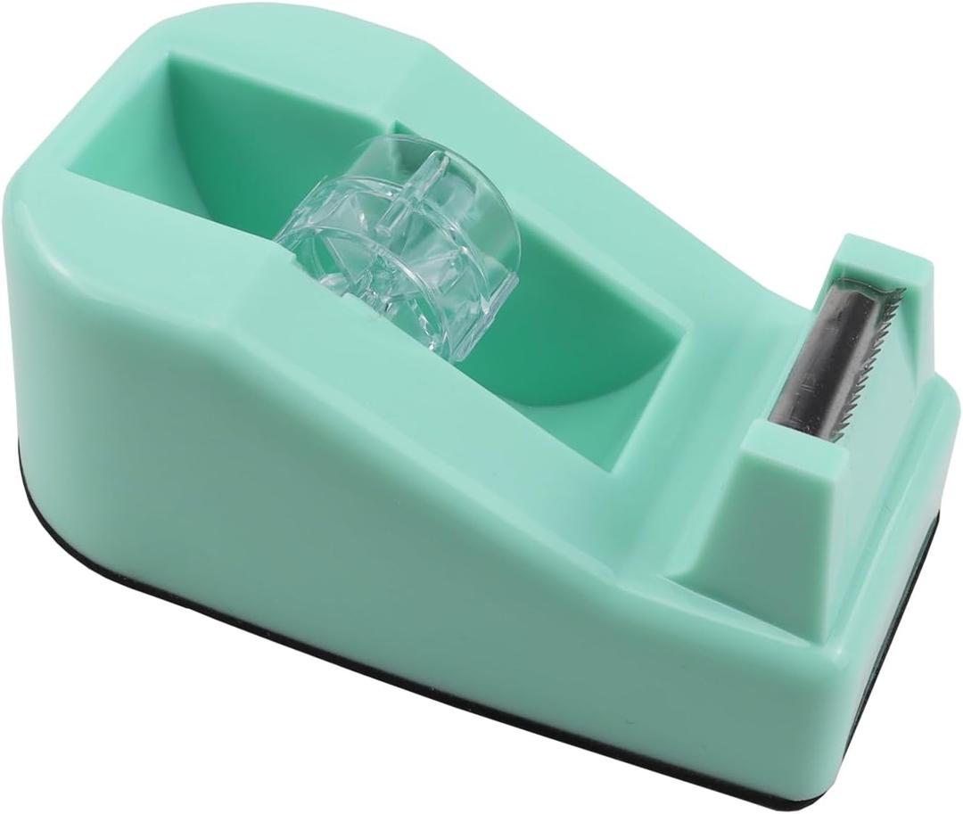 1Pcs Desktop Tape Dispenser,Adhesive Roll Holder with Weighted Nonskid Base,Office Tape Dispensers for School, Office and Home (Green)