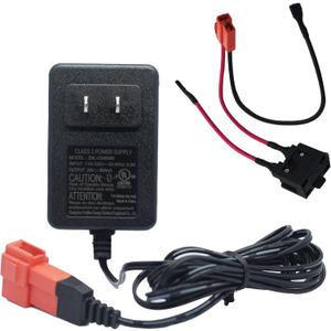 24 V Battery Charger and Battery Wire Harness for Ride on Toys Car, 24Volt (28.8V) Battery car for Kids,Charger and Charging Hole Adapter Red Square Two pin Jack Replacement Parts