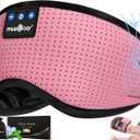 MUSICOZY Bluetooth 5.4 Sleep Headphones Eye Mask, Breathable Sleeping Headband Headphones with Wireless Earbuds Earphones for Side Sleepers Mom Women Cool Tech Unique Gifts Gadget (Rose Pink)