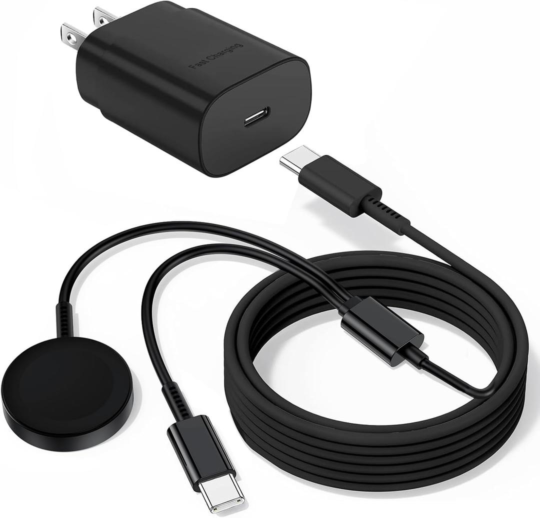 2 in1 for Samsung Watch Charge 6FT, 25W USB C Phone Charger Compatible with Galaxy Watch 8/7/6/6 Classic/5/5 Pro/Ultra/FE, 4/3/Active 2/Active/1 and GalaxyS25/24/S23 /S22/21 Note/Z Fold 7