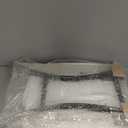 Vipush Mosaic Outdoor Side Table, 14" Round Folding Plant Stand for Patio Garden Backyard Balcony Porch Indoor Accent End Table for Living Room, Ceramic Tabletop with Black Iron, Blue Feather