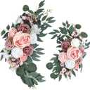 2 Pcs Wedding Arch Flowers Set, Large 23.6 in & Small 15.7 in Artificial Floral Swag for Outdoor Wedding Decorations, Pre-Assembled for Easy Installation, Polyester Flowers for Longevity (Rose)
