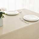 Faux Linen Tablecloths for Rectangle Tables, 2 Pack Burlap Textured Table Cloths Washable Farmhouse Table Cover Water Resistant for Dining, Wedding, Outdoor(Beige, 52"70")