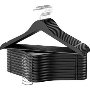 StorageWorks Black Wooden Hangers 20 Pack, Heavy Duty Wood Hangers for Closet, Clothes Hangers for Coats, Shirts, Pants, Suits