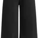 Girls Wide Straight Leg Loose Sweatpants Elastic Waist Drawstring Jogger Pants Black 9-10Y