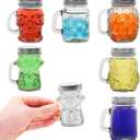 6 Pcs 4 oz Mini Mason Jar Mugs Mason Jar Mugs with Handles and Lids Small Drinking Glass and DIY Favor Decor Wedding Bridal Shower Party Supplies for Drinks, Gifts, Candles and Crafts
