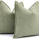 MIULEE Pack of 2 Sage Green Decorative Pillow Covers 24x24 Inch Soft Chenille Luxurious Couch Throw Pillows Farmhouse Cushion Covers Euro Shams with Elegant Design for Sofa Bed Living Room Home Decor
