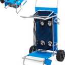 2-in-1 Beach Cart with Big Wheels for Sand, Folding Utility Wagon with Chair Holder, Mesh Storage, 4 Cup Holders, Umbrella Rack, Supports 100 lbs, Compact & Portable for Beach, Camping, Shopping, Blue