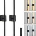 Wireless Battery Operated Wall Sconces Set of Two, Dimmable Modern Wall Sconce with Remote Control, 360Rotation & Timer & Memory, Black Led Rechargeable Wall Lights for Living Room, 28.3 Inch