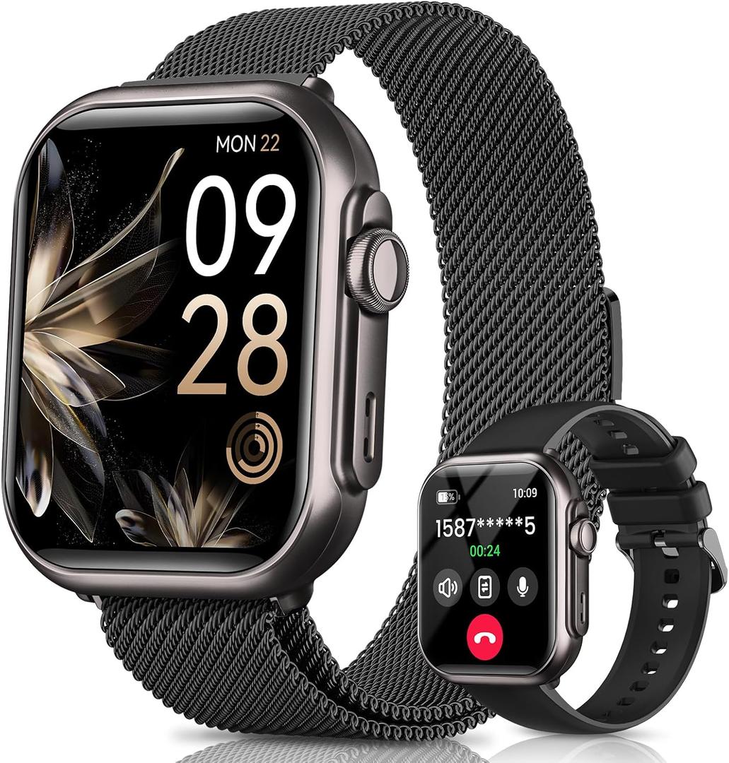 Smart Watches for Women Reloj Mujer: Smartwatch with 30Day Battery Life SpO2 Sleep Heart Rate Monitor, Bluetooth Calls, 120 Sport Modes IP68 Waterproof Fitness Tracker watch for Android iPhone 2Bands