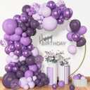 Archloon 156pcs Purple Balloon Garland Arch Kit, Different Sizes 18 12 10 5 inch Lavender Latex Metallic Confetti Purple Balloons for Halloween Wedding Birthday Baby Shower Party Decorations Supplies