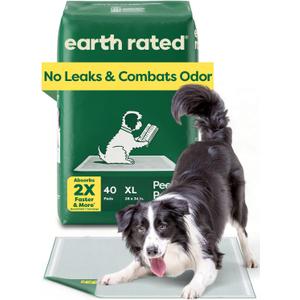 Earth Rated Max Absorbency Puppy Pee Pads for Dogs Absorbs 2X Faster & 2X More, Leak-Proof, Odor Control Potty Training, Unscented, XL, 28 x 34, 40 Count
