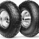 10-Inch Replacement Tire and Wheel 4.10/3.50-4" - 10” Pneumatic Utility Tires for Cart, Dolly, Hand Truck, Generator, Lawnmower, Garden Wagon with 5/8” Axle Bore Hole - Double Sealed Bearings (4 pack)