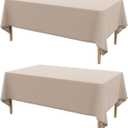 AUSSPVOCT 2 Pcs Textured Linen Table Cloth for Rectangle Table - 52x70 Inch Cloth Tablecloth Rectangular Waterproof Washable Fabric Dining Table Cover for Spring Wedding Party Kitchen Decor (Khaki)