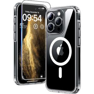TAURI for iPhone 16 Pro Case, Compatible with MagSafe, with Screen Protectors, Not-Yellowing Military-Grade Protection, Shockproof Slim Magnetic Case for iPhone 16 Pro 6.3", Clear