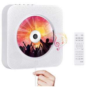 Portable CD Player with Bluetooth, Qoosea Wall Mountable CD Players Music Player Home Audio Boombox with Remote Control FM Radio Builtin HiFi Speakers LCD Display MP3 Headphone Jack AUX Input Output