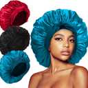 3Pcs Bonnets for Sleeping, Extra Satin Silk Bonnet for Sleeping Women with Tie Band for Curly Hair Jumbo Bonnet Braids