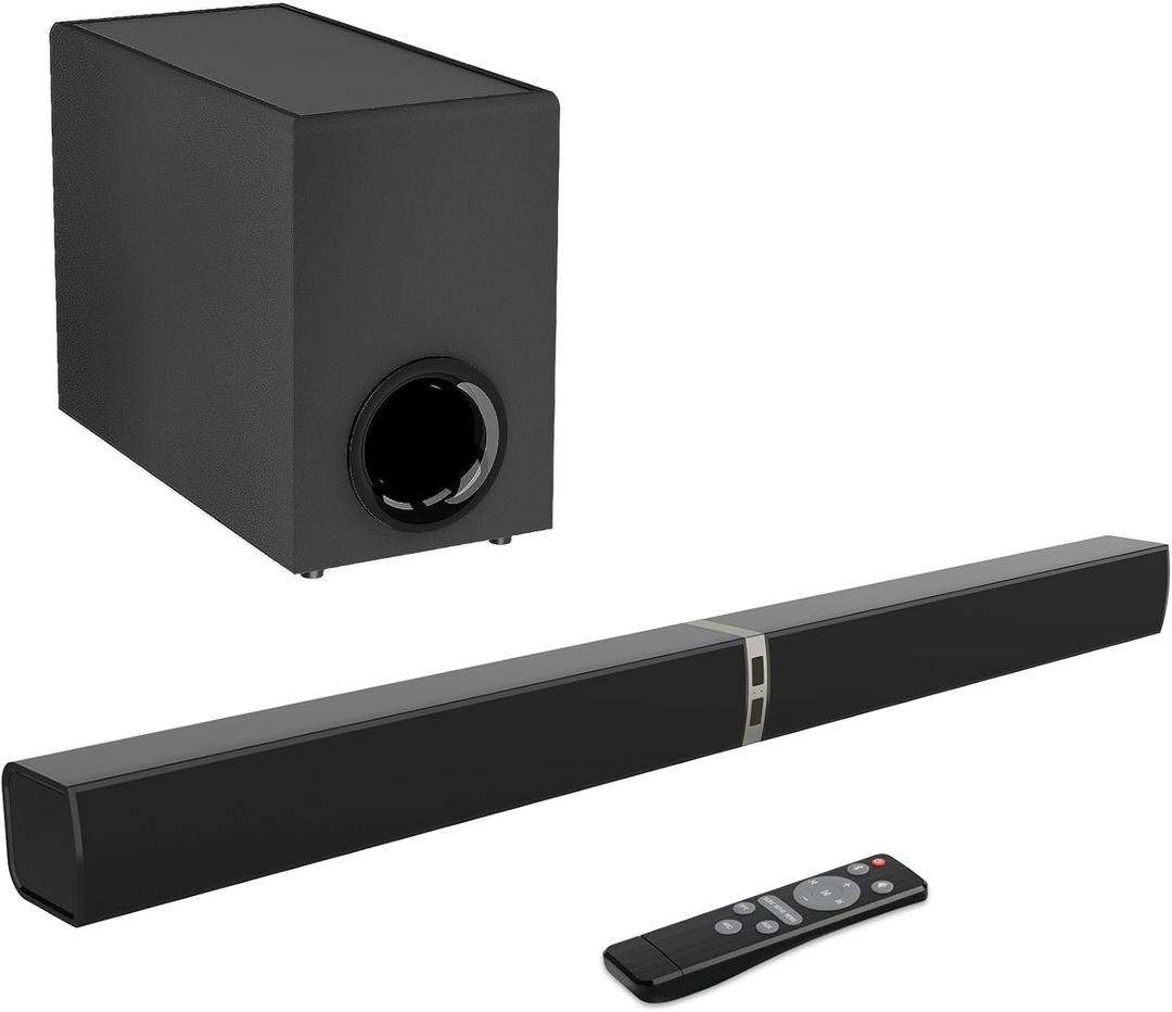 MZEIBO Sound bar with Subwoofer, 120W Bluetooth 5.0 TV Soundbar Home Theater System with Wired Subwoofer, Deep Bass Audio System with BT/ARC/Optical/AUX Connection for TV PC (31inch)
